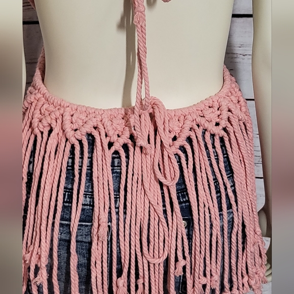 Gorgeous salmon pink macrame beach cover-up/festival dress - Picture 8 of 9